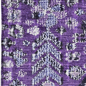 HomeRoots 9' X 12' Purple And Ivory Geometric Washable Area Rug - Stylish, Durable, UV Protected for Busy Homes 705172