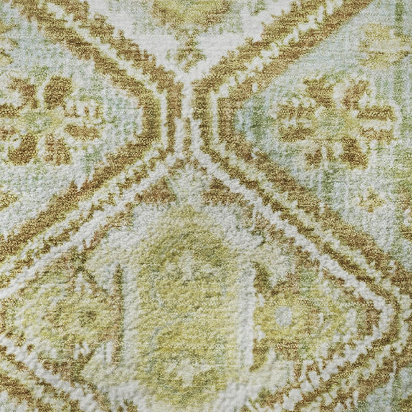 HomeRoots 8' Sage Ivory And Tan Geometric Round Rug – Washable, UV Protected, Perfect for Modern Spaces! 705176