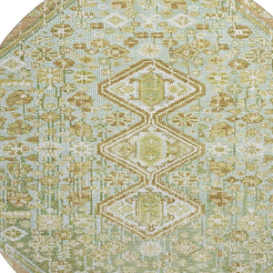 HomeRoots 8' Sage Ivory And Tan Geometric Round Rug – Washable, UV Protected, Perfect for Modern Spaces! 705176