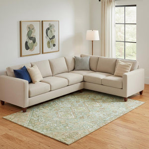 HomeRoots 9' X 12' Sage Ivory Tan Geometric Washable Area Rug - Stylish, Durable, Pet-Friendly, UV Protected 705178