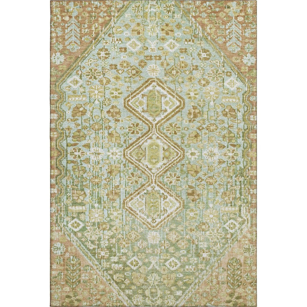 HomeRoots 9' X 12' Sage Ivory Tan Geometric Washable Area Rug - Stylish, Durable, Pet-Friendly, UV Protected 705178