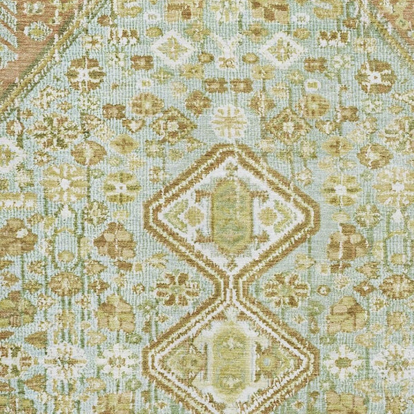 HomeRoots 9' X 12' Sage Ivory Tan Geometric Washable Area Rug - Stylish, Durable, Pet-Friendly, UV Protected 705178