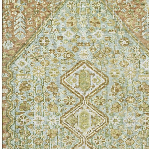 HomeRoots 9' X 12' Sage Ivory Tan Geometric Washable Area Rug - Stylish, Durable, Pet-Friendly, UV Protected 705178