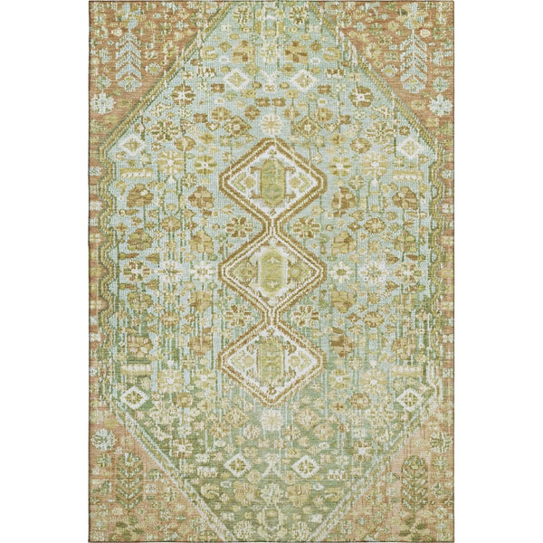 HomeRoots 10' X 14' Sage Ivory Tan Geometric Area Rug - Washable, UV Protected, Stain Resistant for Homes 705179