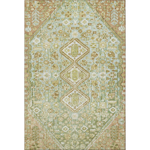 HomeRoots 10' X 14' Sage Ivory Tan Geometric Area Rug - Washable, UV Protected, Stain Resistant for Homes 705179