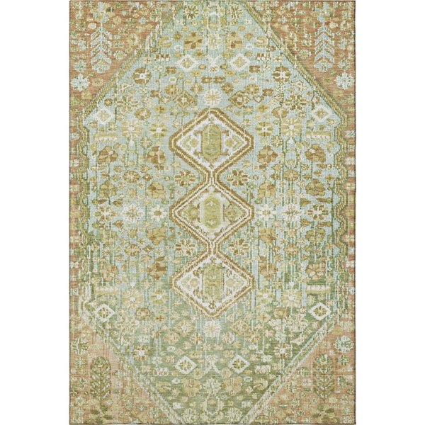 HomeRoots 10' X 14' Sage Ivory Tan Geometric Area Rug - Washable, UV Protected, Stain Resistant for Homes 705179