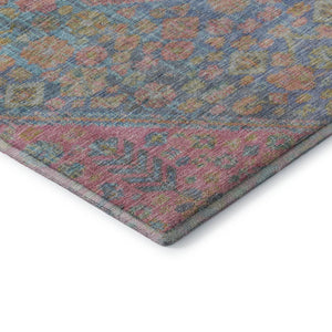 HomeRoots 8' Sky Blue, Teal & Blush Geometric Round Rug – Washable, UV-Protected, Durable for Any Space 705182