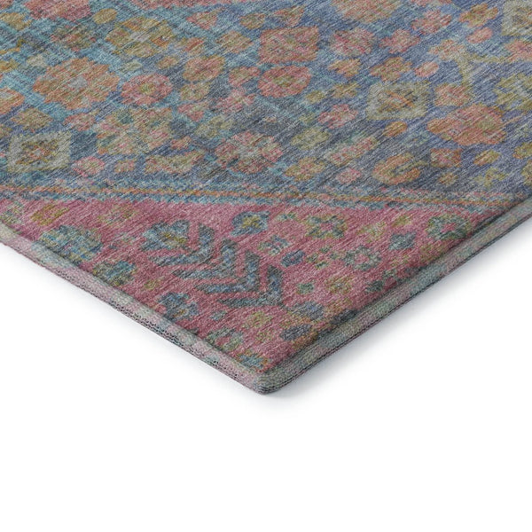 HomeRoots 8' Sky Blue, Teal & Blush Geometric Round Rug – Washable, UV-Protected, Durable for Any Space 705182