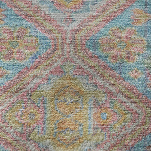 HomeRoots 8' Sky Blue, Teal & Blush Geometric Round Rug – Washable, UV-Protected, Durable for Any Space 705182