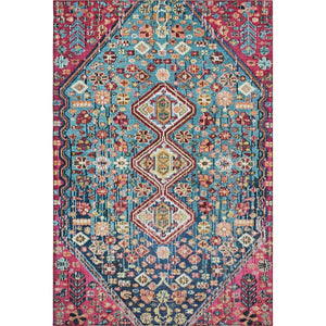 HomeRoots 5' X 8' Teal, Merlot & Ivory Geometric Area Rug - Washable, UV Protected, Perfect for Active Homes! 705187