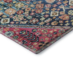 HomeRoots 5' X 8' Teal, Merlot & Ivory Geometric Area Rug - Washable, UV Protected, Perfect for Active Homes! 705187