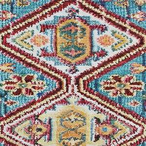 HomeRoots 8' Teal Merlot and Ivory Geometric Washable Area Rug with UV Protection for High-Traffic Spaces 705188
