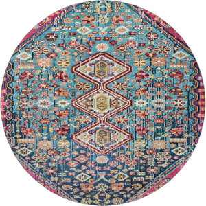 HomeRoots 8' Teal Merlot and Ivory Geometric Washable Area Rug with UV Protection for High-Traffic Spaces 705188