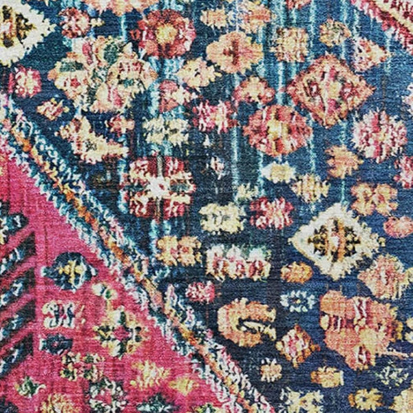 HomeRoots 10' X 14' Teal Merlot Ivory Geometric Area Rug - Washable, UV-Protected, Stain-Resistant Design 705191