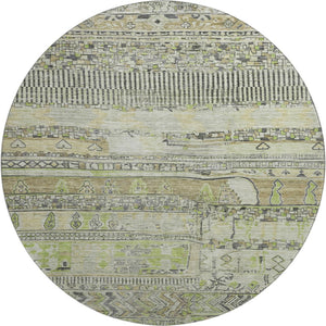 HomeRoots 8' Washable Round Rug with Stripes - Durable, UV-Protected, Non-Slip Design for Indoor/Outdoor Use 705194