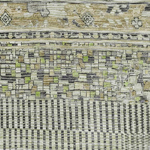 HomeRoots 9' X 12' Striped Area Rug in Beige, Green & Gray - Washable, UV Protected, Stain Resistant Design 705196