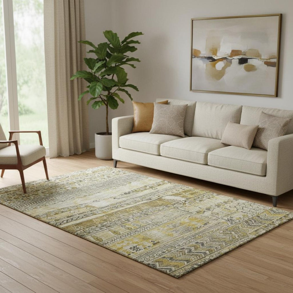 HomeRoots 5' X 8' Striped Washable Area Rug with UV Protection - Stain Resistant, Durable, and Stylish Design 705199