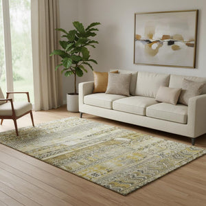 HomeRoots 5' X 8' Striped Washable Area Rug with UV Protection - Stain Resistant, Durable, and Stylish Design 705199