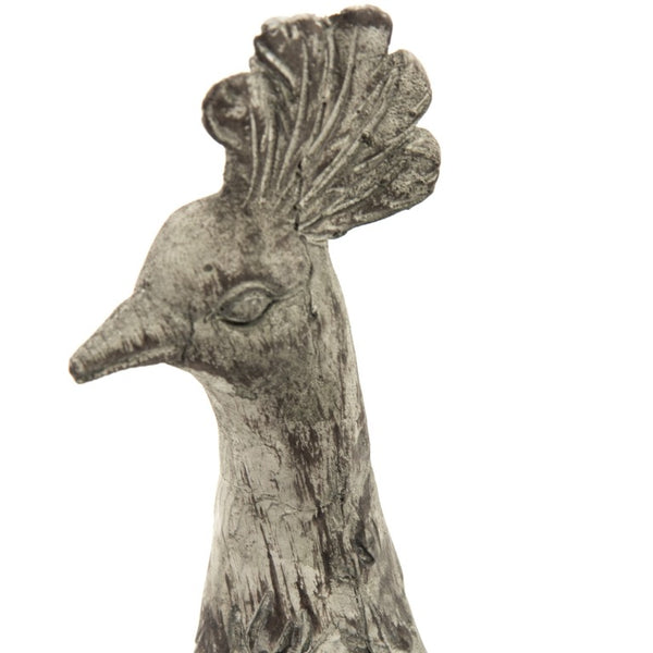 Zentique Grey Resin Peacock Statue with Intricate Feather Detail, Weather-Resistant Finish for Indoors Outdoors W15.5 x H14 x D9 7051S A539