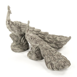 Zentique Grey Resin Peacock Statue with Intricate Feather Detail, Weather-Resistant Finish for Indoors Outdoors W15.5 x H14 x D9 7051S A539