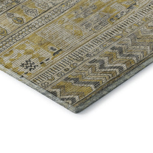 HomeRoots 8' Brown Beige and Gray Striped Washable Round Rug - Durable, UV Protected, Pet-Friendly Design! 705200