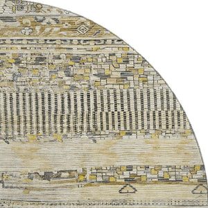 HomeRoots 8' Brown Beige and Gray Striped Washable Round Rug - Durable, UV Protected, Pet-Friendly Design! 705200