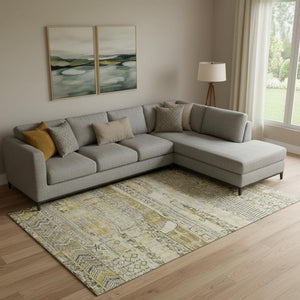 HomeRoots 9' X 12' Washable Striped Area Rug - Durable, UV-Protected, Stain-Resistant for Homes with Kids & Pets 705202