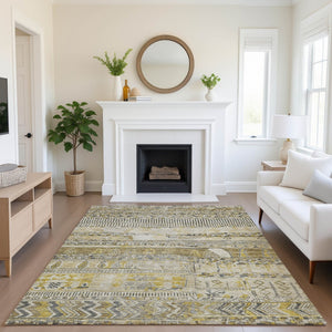 HomeRoots 9' X 12' Washable Striped Area Rug - Durable, UV-Protected, Stain-Resistant for Homes with Kids & Pets 705202