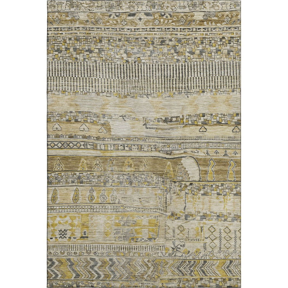 HomeRoots 9' X 12' Washable Striped Area Rug - Durable, UV-Protected, Stain-Resistant for Homes with Kids & Pets 705202