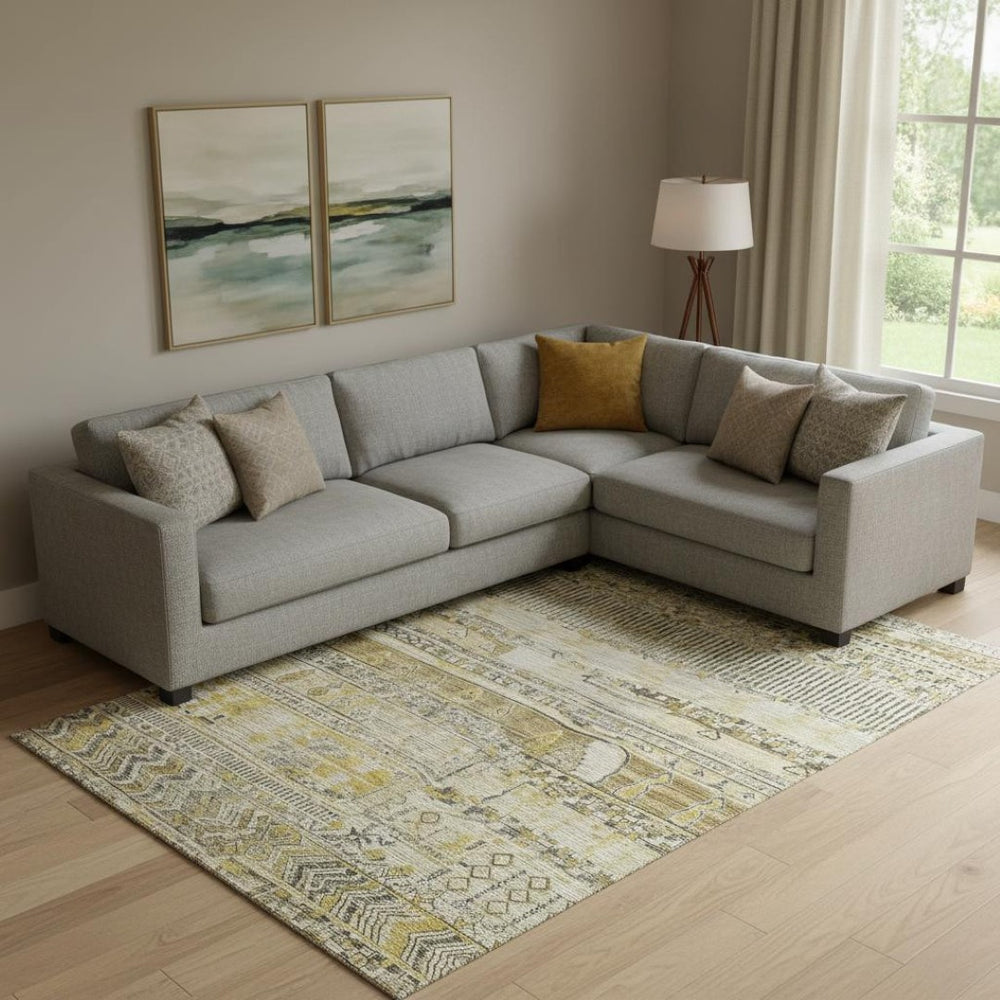 HomeRoots 10' X 14' Striped Washable Area Rug - Durable UV-Protected, Stain-Resistant for Family & Outdoor Use 705203