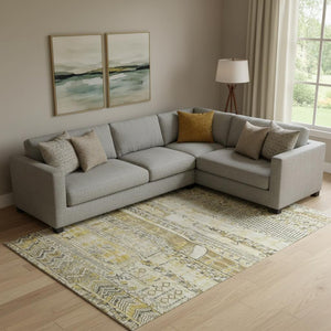 HomeRoots 10' X 14' Striped Washable Area Rug - Durable UV-Protected, Stain-Resistant for Family & Outdoor Use 705203