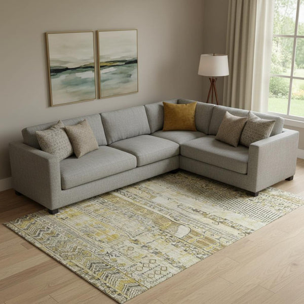HomeRoots 10' X 14' Striped Washable Area Rug - Durable UV-Protected, Stain-Resistant for Family & Outdoor Use 705203