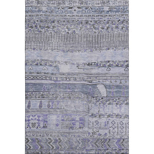 HomeRoots 5' X 8' Stylish Blue and Gray Striped Washable Area Rug with UV Protection for Active Homes 705205