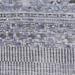 HomeRoots 5' X 8' Stylish Blue and Gray Striped Washable Area Rug with UV Protection for Active Homes 705205