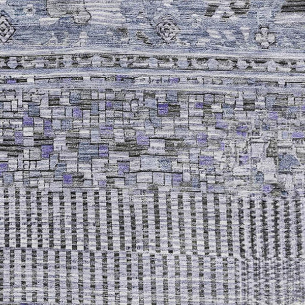 HomeRoots 5' X 8' Stylish Blue and Gray Striped Washable Area Rug with UV Protection for Active Homes 705205