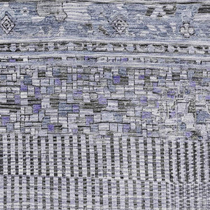 HomeRoots 9' X 12' Blue and Gray Striped Area Rug - Washable, UV-Protected, Stain-Resistant, Soft Comfort 705208