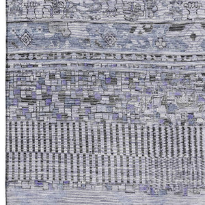 HomeRoots 9' X 12' Blue and Gray Striped Area Rug - Washable, UV-Protected, Stain-Resistant, Soft Comfort 705208