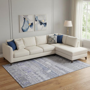 HomeRoots 10' X 14' Blue And Gray Striped Area Rug – Washable, UV Protected, Stain Resistant for Busy Homes 705209