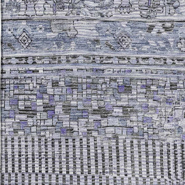 HomeRoots 10' X 14' Blue And Gray Striped Area Rug – Washable, UV Protected, Stain Resistant for Busy Homes 705209