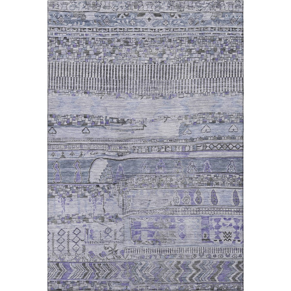 HomeRoots 10' X 14' Blue And Gray Striped Area Rug – Washable, UV Protected, Stain Resistant for Busy Homes 705209