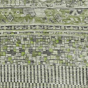 HomeRoots 5' Olive Green and Gray Striped Area Rug – Washable, UV Protected, Durable for Kids & Pets' Homes! 705211