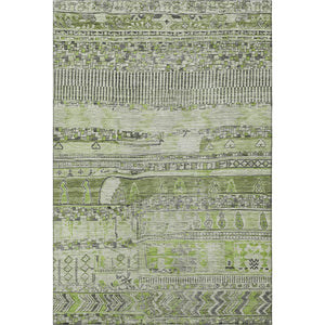 HomeRoots 8' x 10' Olive Green and Gray Striped Area Rug - Durable, Stain-Resistant, UV Protected for Any Space 705213