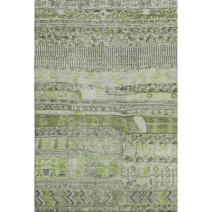 HomeRoots 10' Olive Green & Gray Striped Washable Area Rug - UV Protected, Durable, Family-Friendly Design 705215