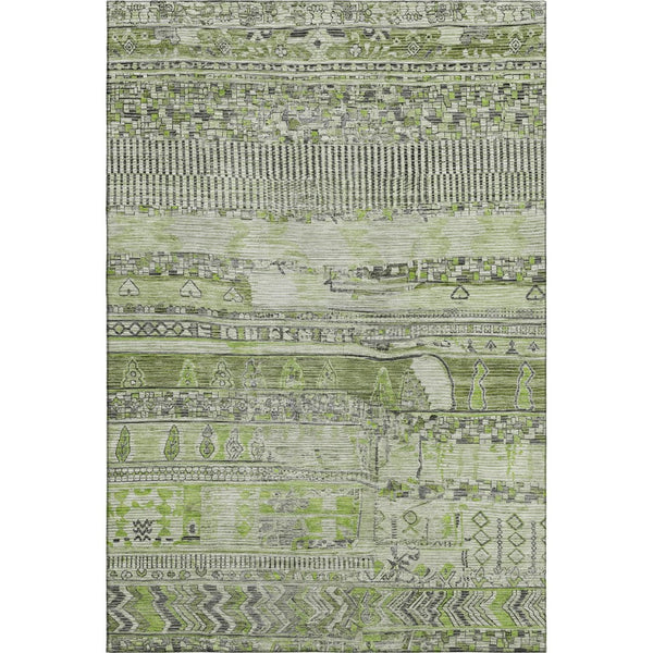 HomeRoots 10' Olive Green & Gray Striped Washable Area Rug - UV Protected, Durable, Family-Friendly Design 705215