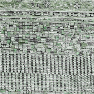 HomeRoots 5' X 8' Sage and Gray Striped Washable Area Rug – Durable, UV-Protected, Perfect for Families & Pets 705217