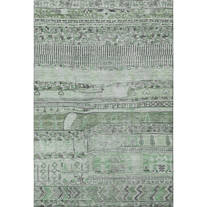 HomeRoots 8' X 10' Sage & Gray Striped Washable Area Rug - Soft, Durable, UV-Protected for High-Traffic Spaces 705219