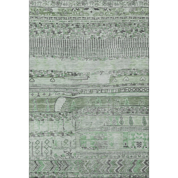 HomeRoots 8' X 10' Sage & Gray Striped Washable Area Rug - Soft, Durable, UV-Protected for High-Traffic Spaces 705219