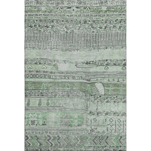 HomeRoots 9' X 12' Sage and Gray Striped Area Rug - Washable, UV Protected, Stain Resistant, Non-Slip Backing 705220