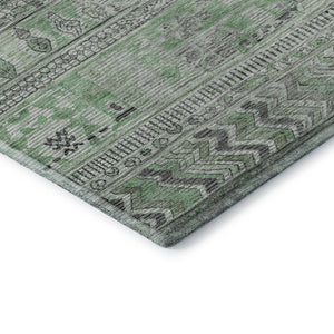 HomeRoots 9' X 12' Sage and Gray Striped Area Rug - Washable, UV Protected, Stain Resistant, Non-Slip Backing 705220