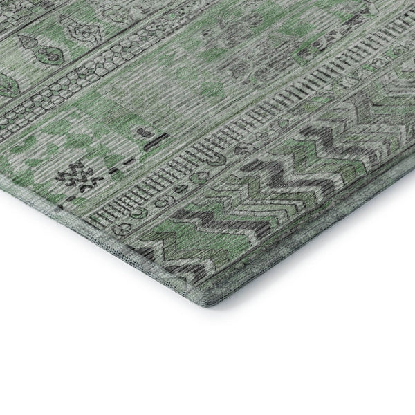 HomeRoots 9' X 12' Sage and Gray Striped Area Rug - Washable, UV Protected, Stain Resistant, Non-Slip Backing 705220